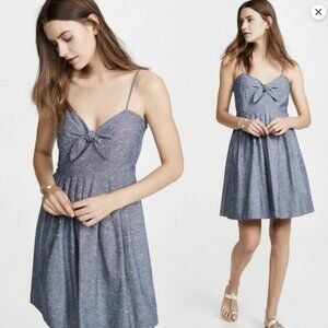 Chambray Tie-Front pleated and smocked Cami Dress